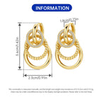 925 Sterling Silver 18K Gold French 3-Layer Drop Earrings for Women – Elegant Party Fashion Jewelry Gift