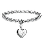 New 925 Sterling Silver Heart Letter Chain Bracelet for Women – Elegant Party & Wedding Jewelry Gift