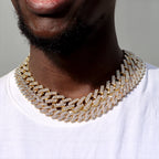Iced Out 14MM Cuban Link Chain Necklace – Prong-Set Rhinestone Hip Hop Choker for Women & Men