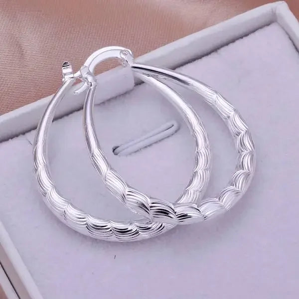 925 Sterling Silver Hoop Earrings for Women – Trendy Wedding Jewelry