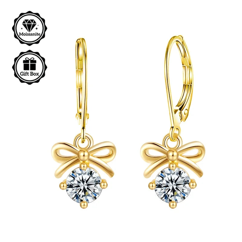 1 Carat Moissanite Hoop Earrings for Women – Hypoallergenic 18K Gold Plated Christmas Gift Jewelry