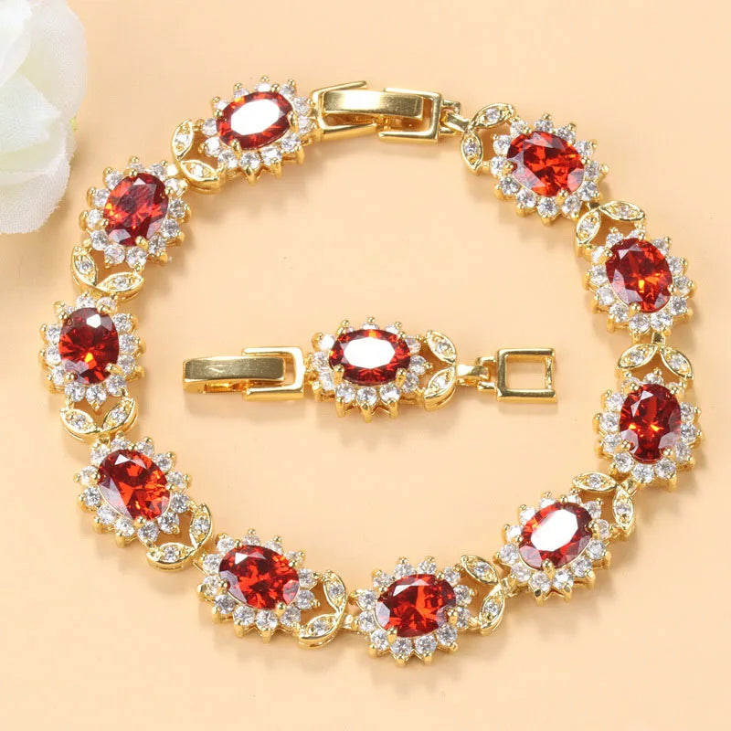 18K Gold Plated Cubic Zirconia Bracelet – Elegant Wedding Jewelry for Women (8cm+3cm)