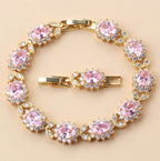 18K Gold Plated Cubic Zirconia Bracelet – Elegant Wedding Jewelry for Women (8cm+3cm)