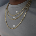 18K Gold Figaro Chain Necklace for Men – 4MM Hip Hop Punk Link Chain, Unisex Fashion Jewelry (40–75cm)