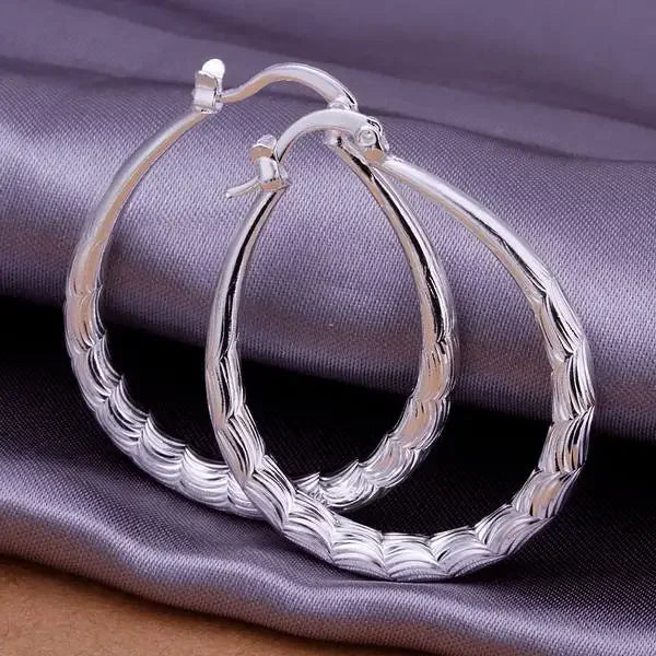 925 Sterling Silver Hoop Earrings for Women – Trendy Wedding Jewelry
