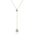 2-Stone Waterdrop Moissanite Y-Style Pendant Necklace for Women – 1.5CTTW D Color VVS1, Certified 925 Sterling Silver Tassel Chain