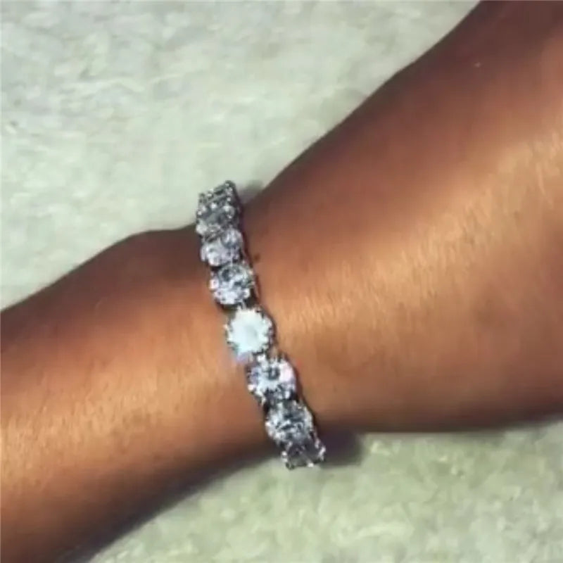 8mm Heart Lab Diamond Tennis Bracelet for Women & Men – Trendy White Gold Style Chain Bracelet for Wedding & Engagement