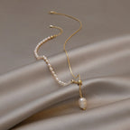14K Gold Filled Freshwater Pearl Pendant Necklace for Women –Water Drop Pearl Snake Chain