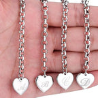 New 925 Sterling Silver Heart Letter Chain Bracelet for Women – Elegant Party & Wedding Jewelry Gift