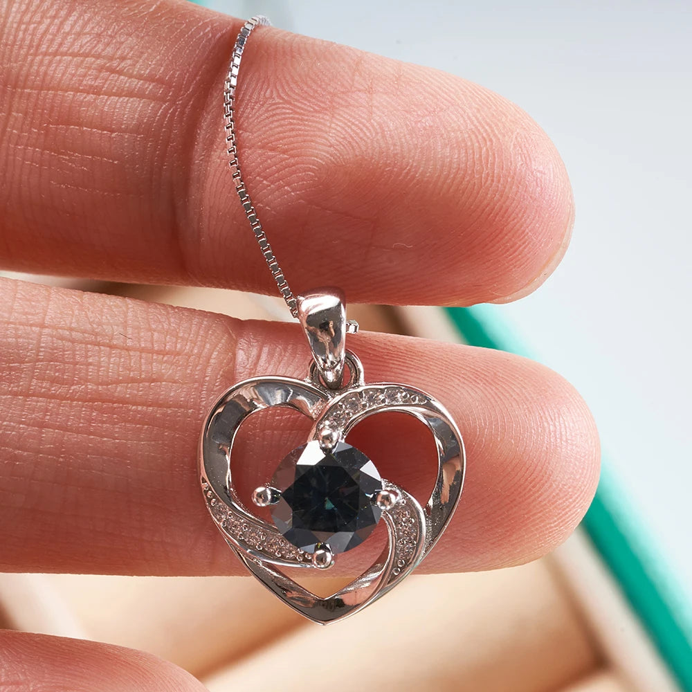 1 Carat Real Moissanite Pendant Necklace for Women – 925 Sterling Silver Box Chain, Diamond Tester Pass Fine Jewelry