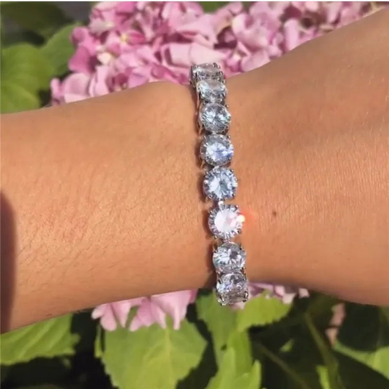 8mm Heart Lab Diamond Tennis Bracelet for Women & Men – Trendy White Gold Style Chain Bracelet for Wedding & Engagement