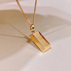 18K Gold Plated Geometric Bar Pendant Necklace – Trendy Link Chain Fashion Jewelry