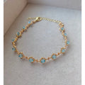 18K Gold Plated Blue Crystal Beaded Bracelet Handmade – Adjustable Gift Jewelry