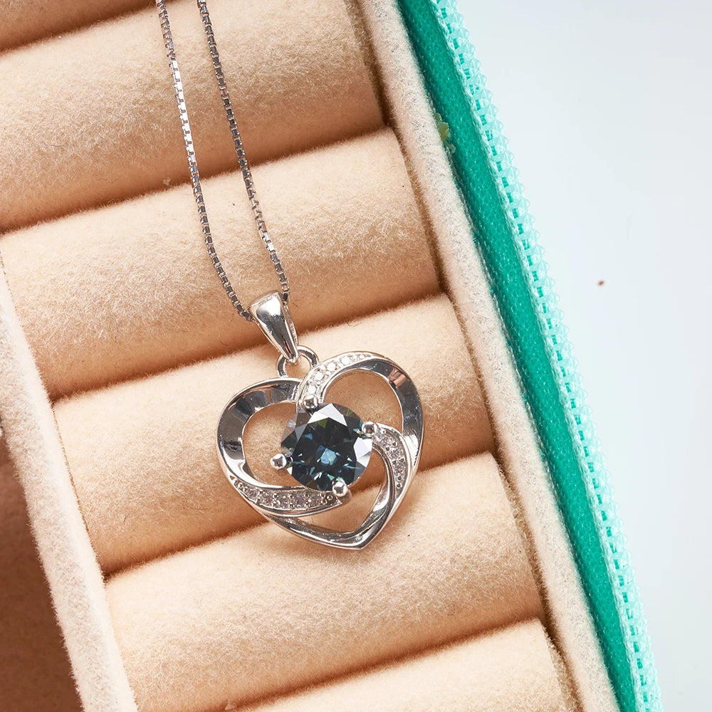 1 Carat Real Moissanite Pendant Necklace for Women – 925 Sterling Silver Box Chain, Diamond Tester Pass Fine Jewelry