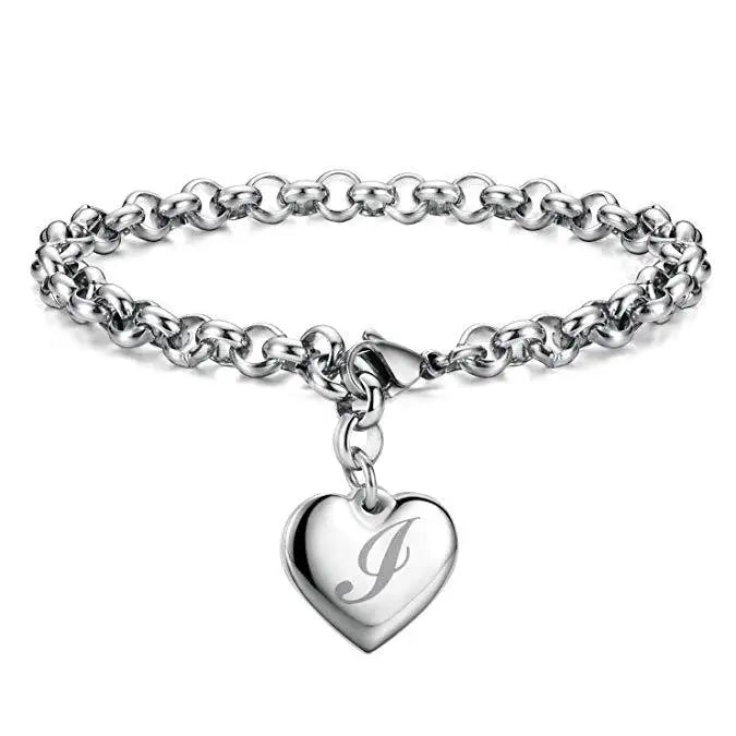 New 925 Sterling Silver Heart Letter Chain Bracelet for Women – Elegant Party & Wedding Jewelry Gift