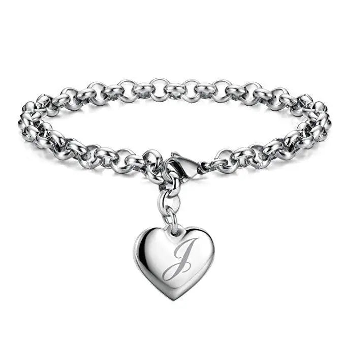 New 925 Sterling Silver Heart Letter Chain Bracelet for Women – Elegant Party & Wedding Jewelry Gift
