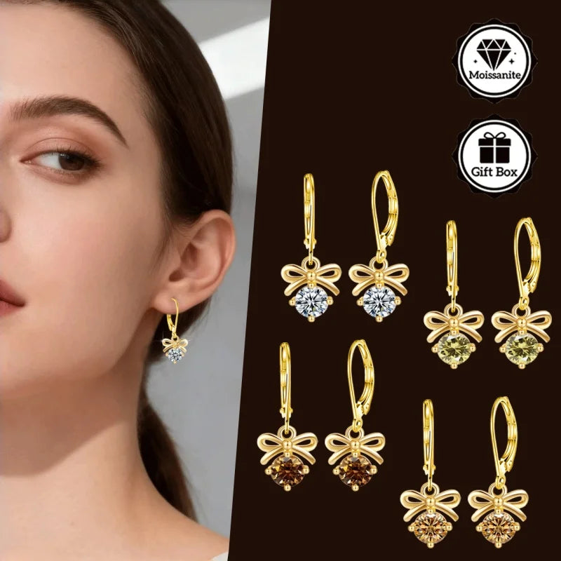 1 Carat Moissanite Hoop Earrings for Women – Hypoallergenic 18K Gold Plated Christmas Gift Jewelry