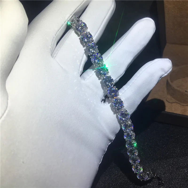 8mm Heart Lab Diamond Tennis Bracelet for Women & Men – Trendy White Gold Style Chain Bracelet for Wedding & Engagement