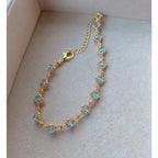 18K Gold Plated Blue Crystal Beaded Bracelet Handmade – Adjustable Gift Jewelry