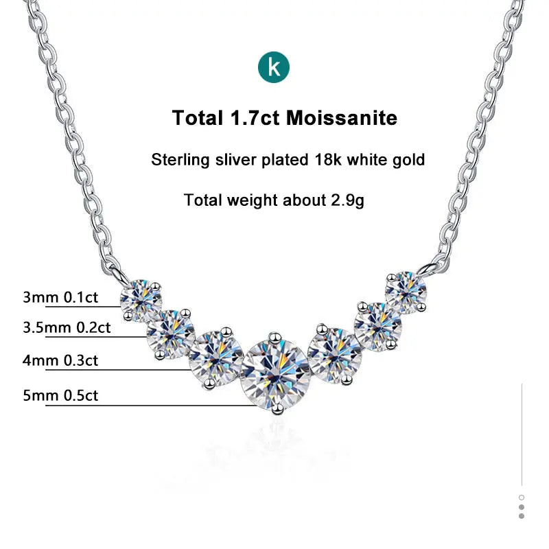 Moissanite Wedding Necklace for Women – Certified Fine Jewelry in 925 Sterling Silver with 18K White Gold Plating